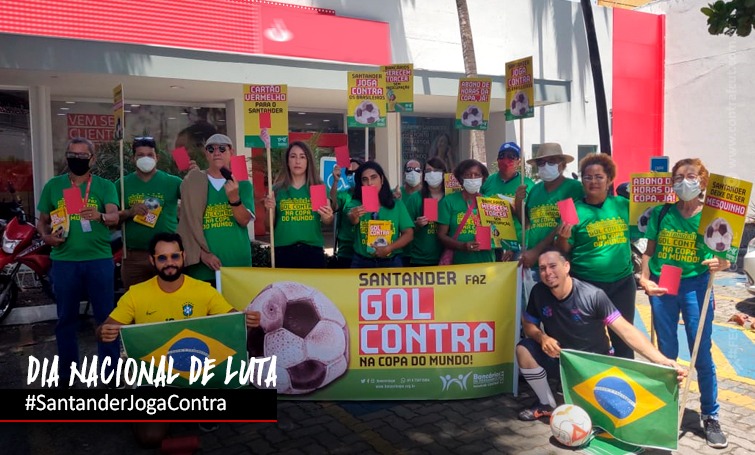 Santander: trabalhadores protestam em todo país contra compensação de horas de jogos do Brasil