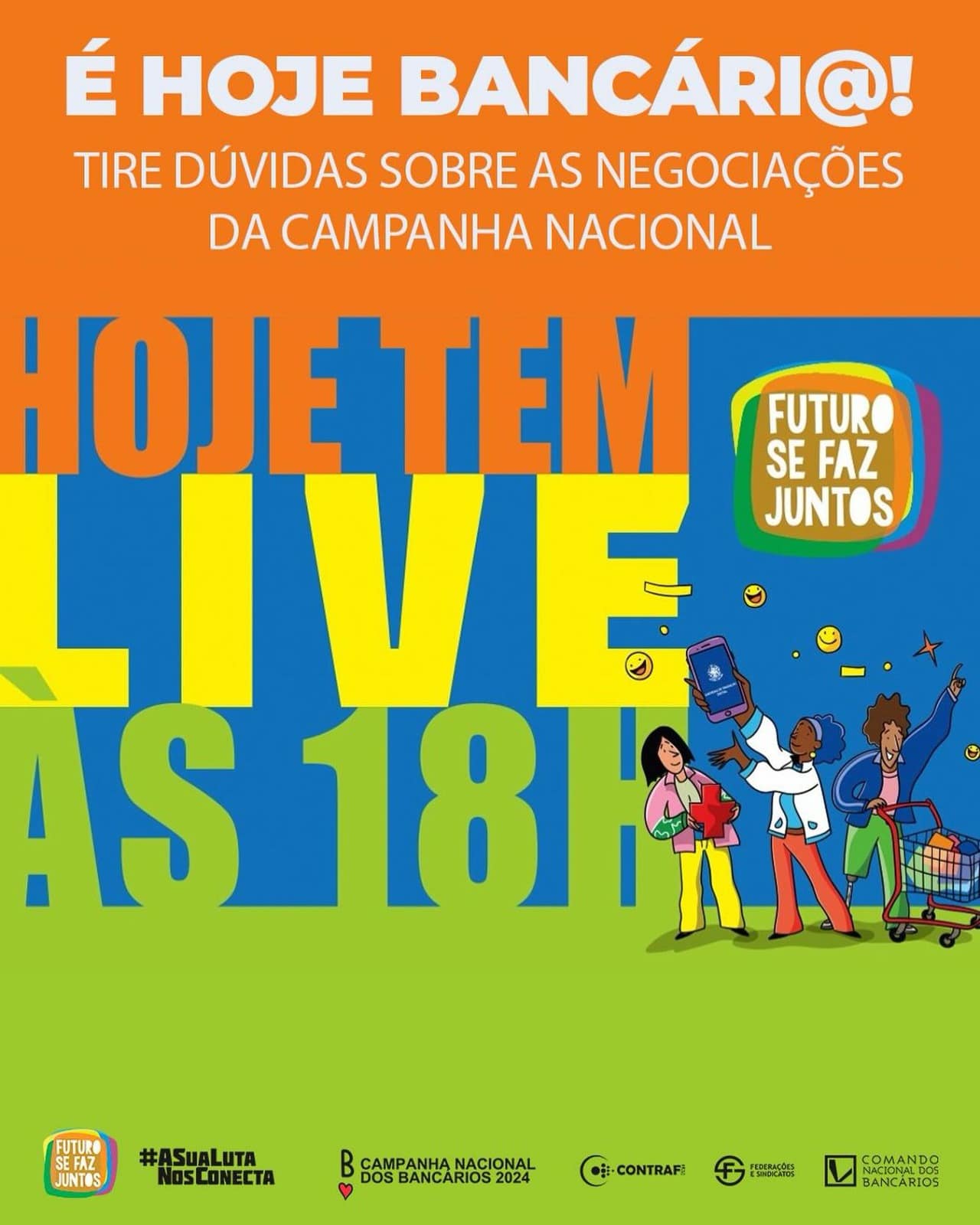 Live: venha conversar sobre as negociações da Campanha Nacional, hoje (3), às 18h