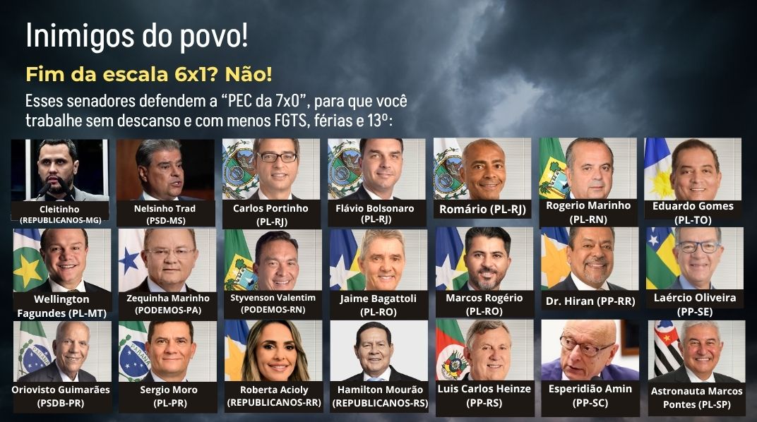 PEC da 7×0: quem são os senadores que querem aumentar a jornada e reduzir direitos