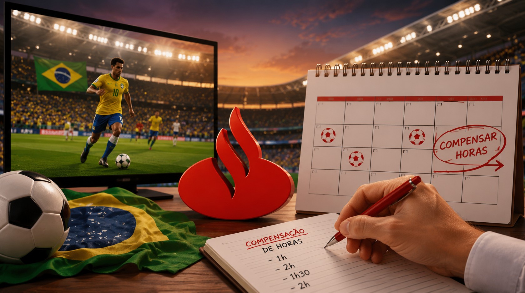 Santander frustra trabalhadores e impõe compensação de horas nos dias de jogos da Seleção