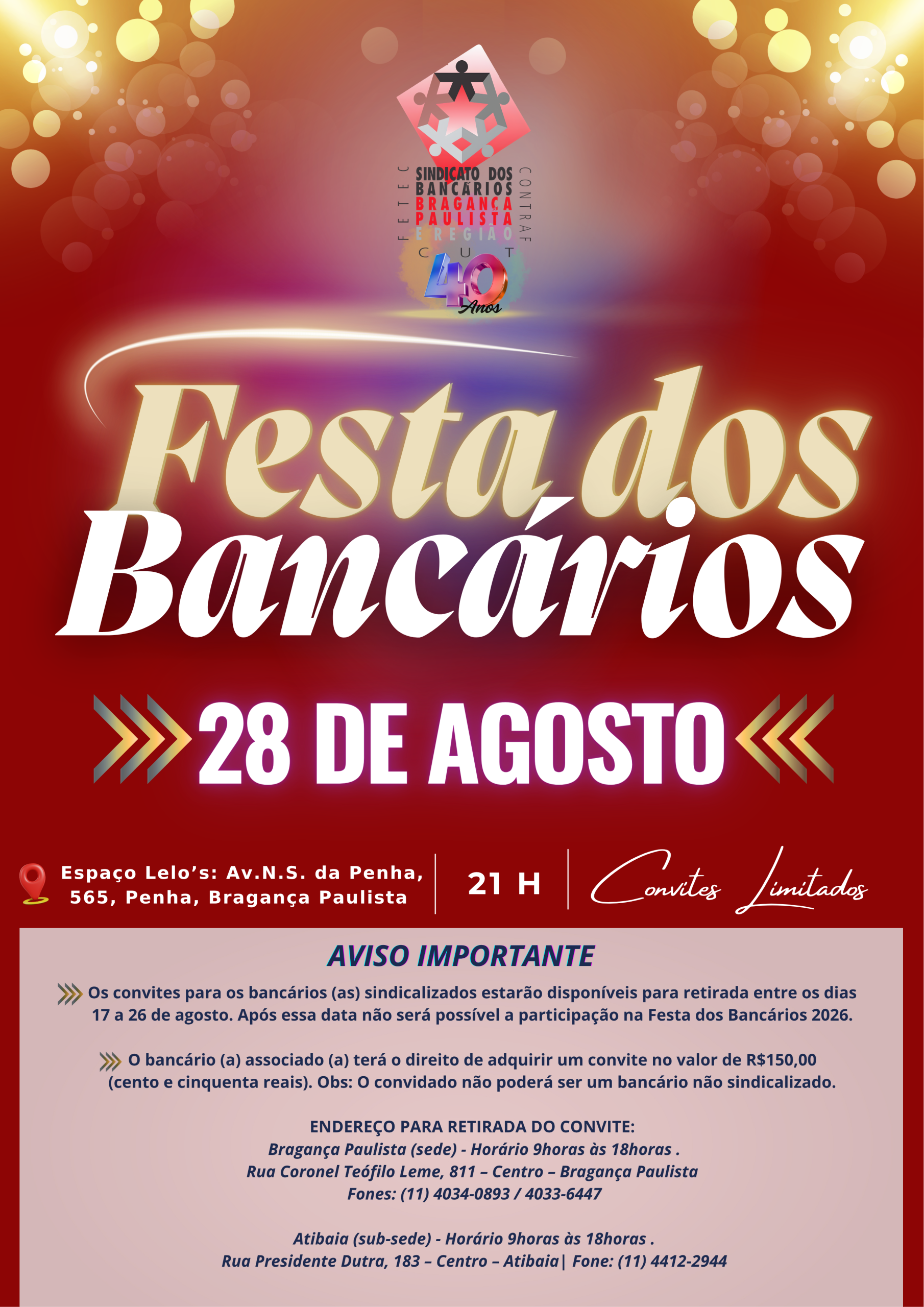 FESTA DOS BANCÁRIOS 2026